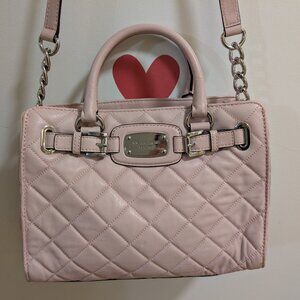 Michael Kors Quilted Leather Handbag Pink Crossbody